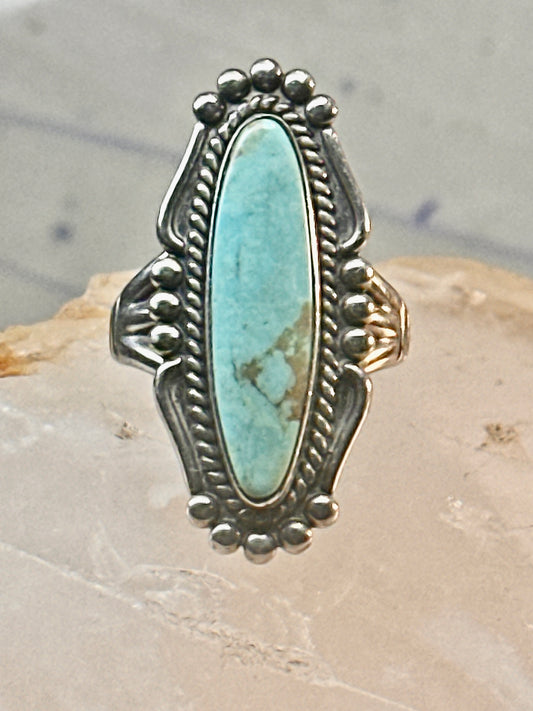 Long Navajo ring turquoise southwest size 6 Sterling silver women girls