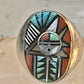 Zuni ring Angelina Laahty sun turquoise coral MOP Jet size 11.75 Sterling silver women men