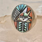 Zuni ring Angelina Laahty sun turquoise coral MOP Jet size 11.75 Sterling silver women men