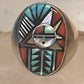 Zuni ring Angelina Laahty sun turquoise coral MOP Jet size 11.75 Sterling silver women men