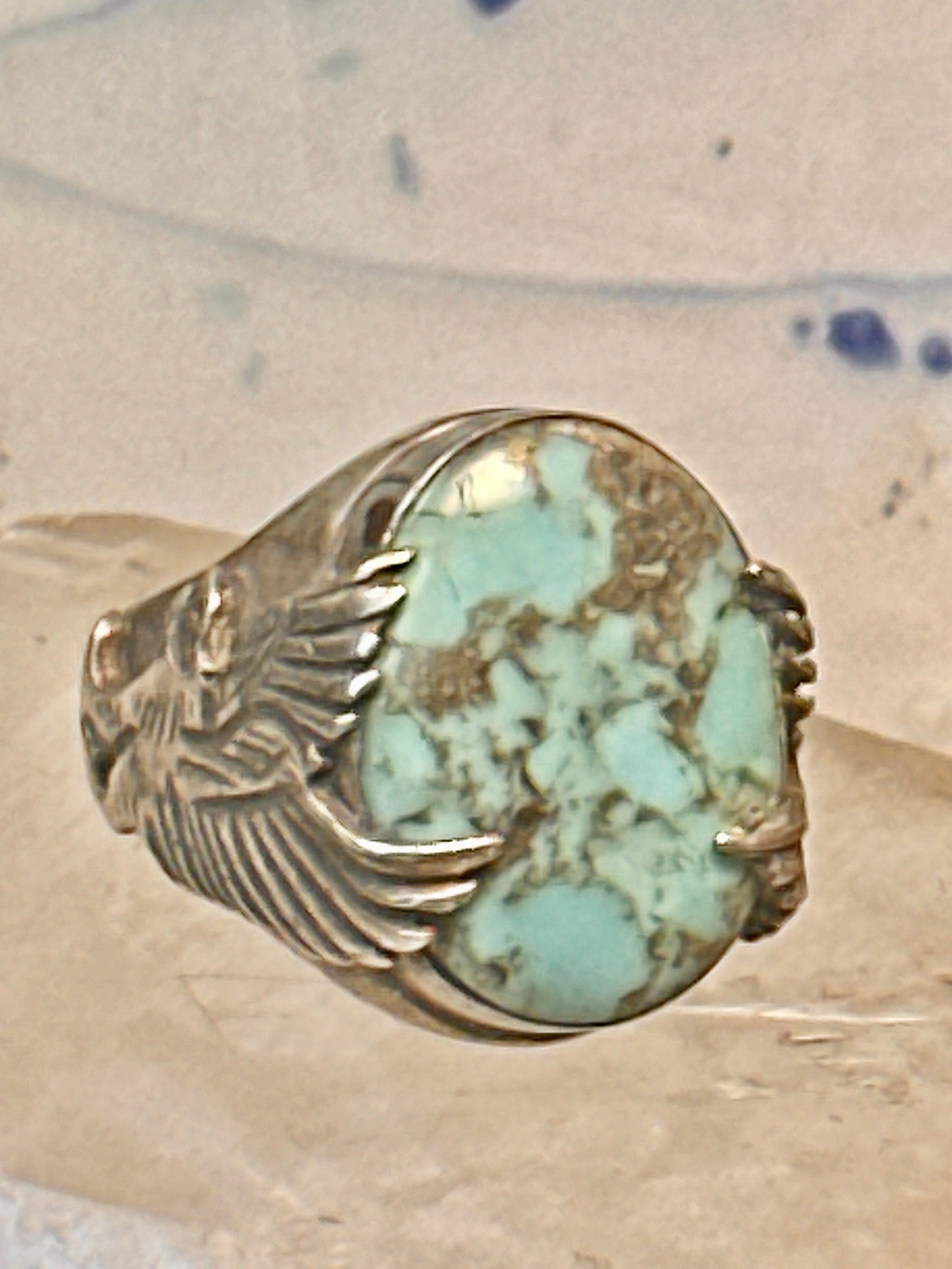 Eagle ring Navajo turquoise size 8.25 Sterling silver women men