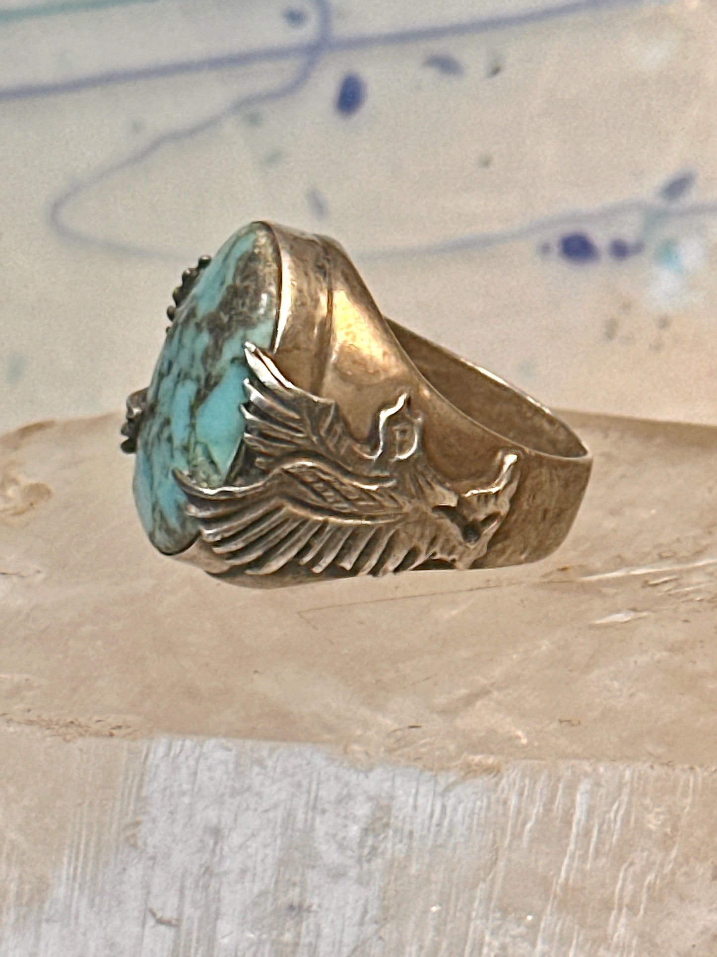 Eagle ring Navajo turquoise size 8.25 Sterling silver women men