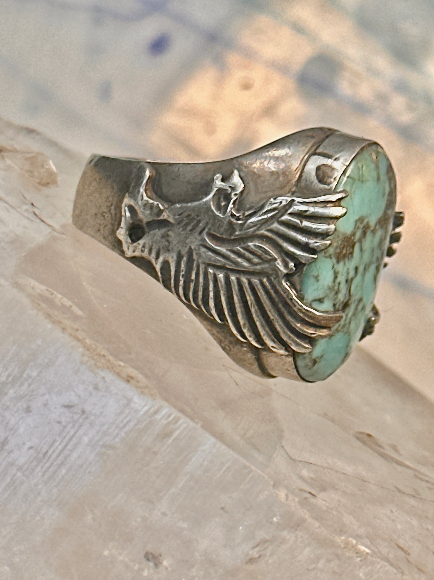 Eagle ring Navajo turquoise size 8.25 Sterling silver women men