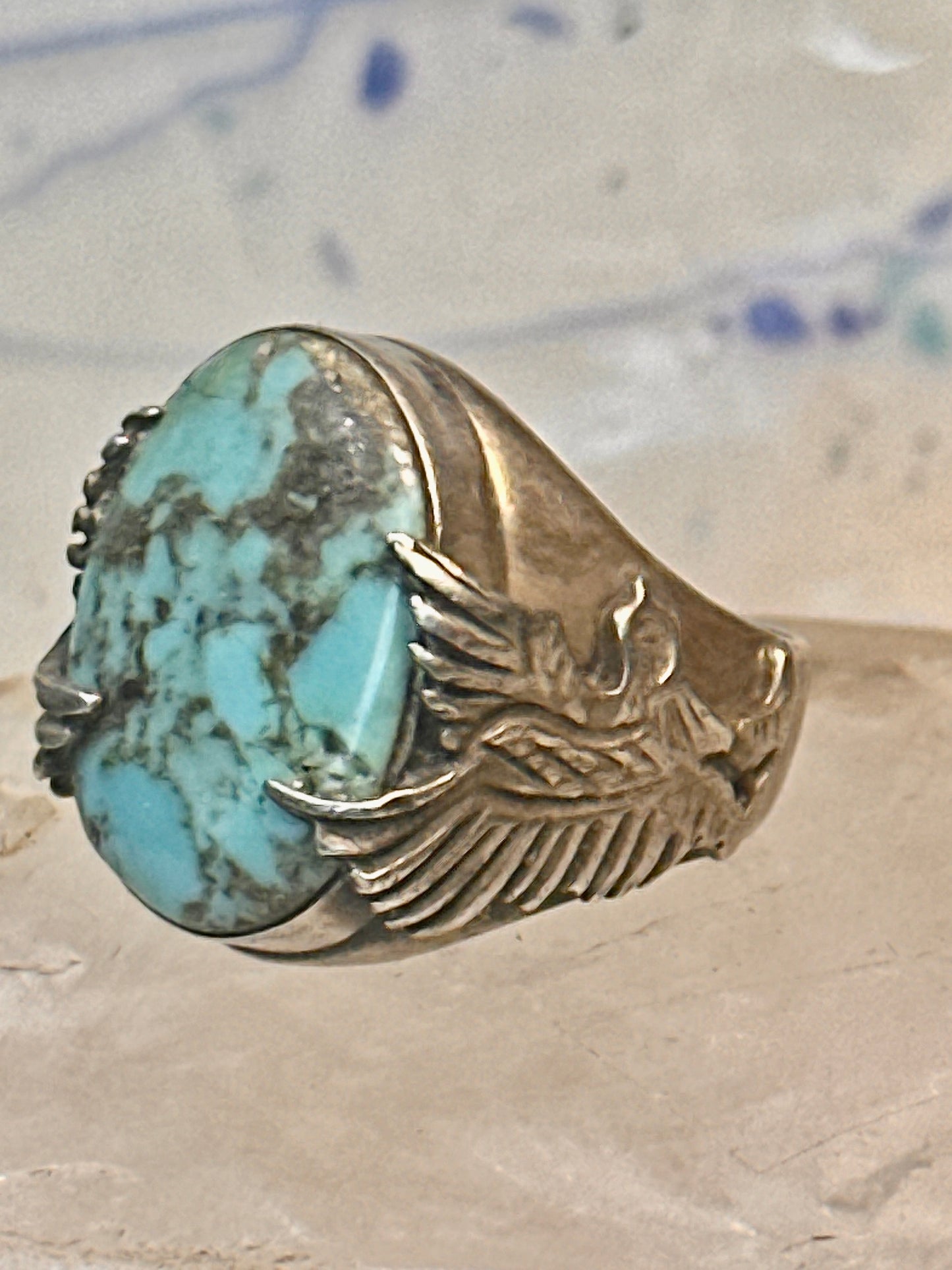 Eagle ring Navajo turquoise size 8.25 Sterling silver women men