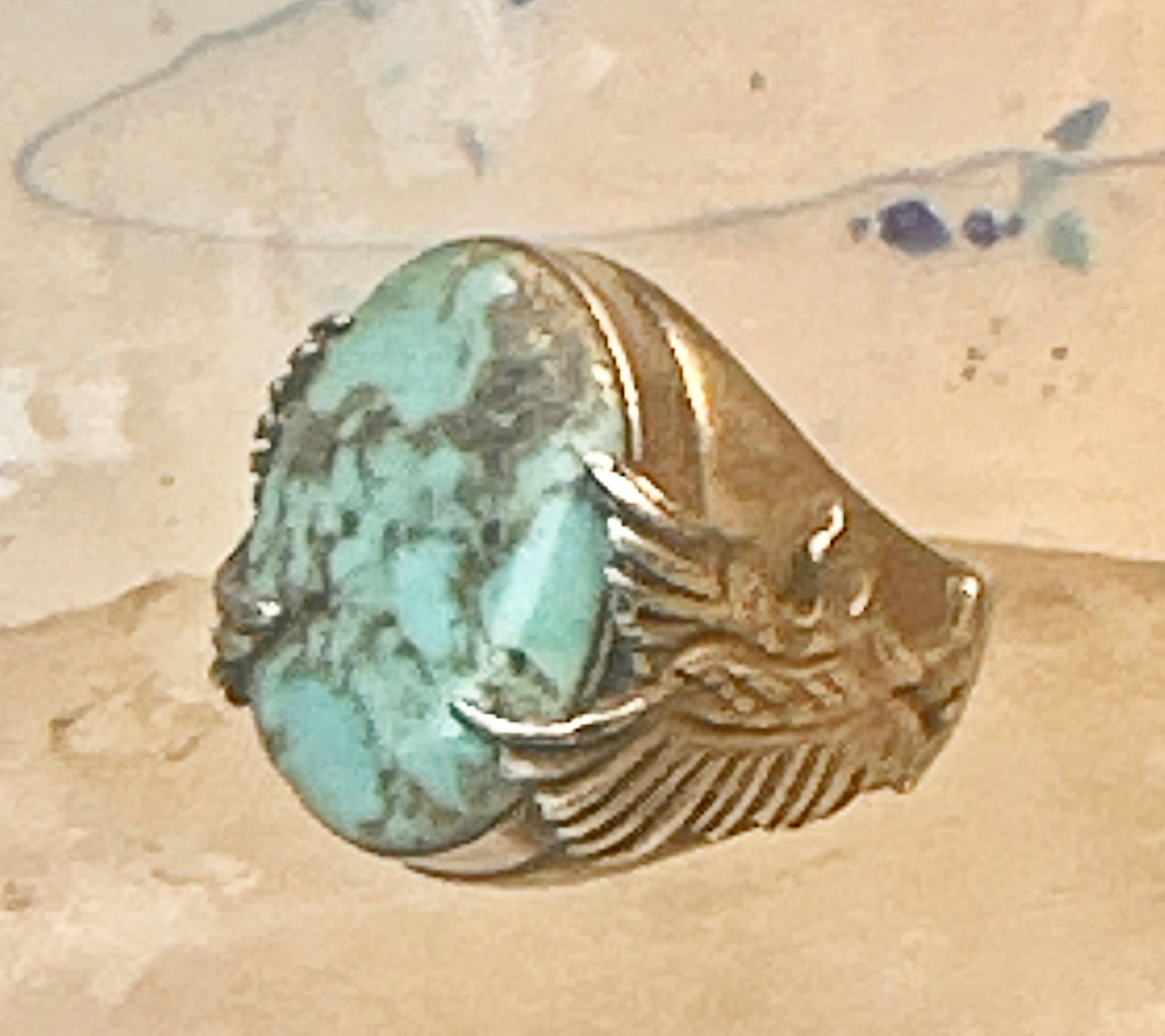 Eagle ring Navajo turquoise size 8.25 Sterling silver women men