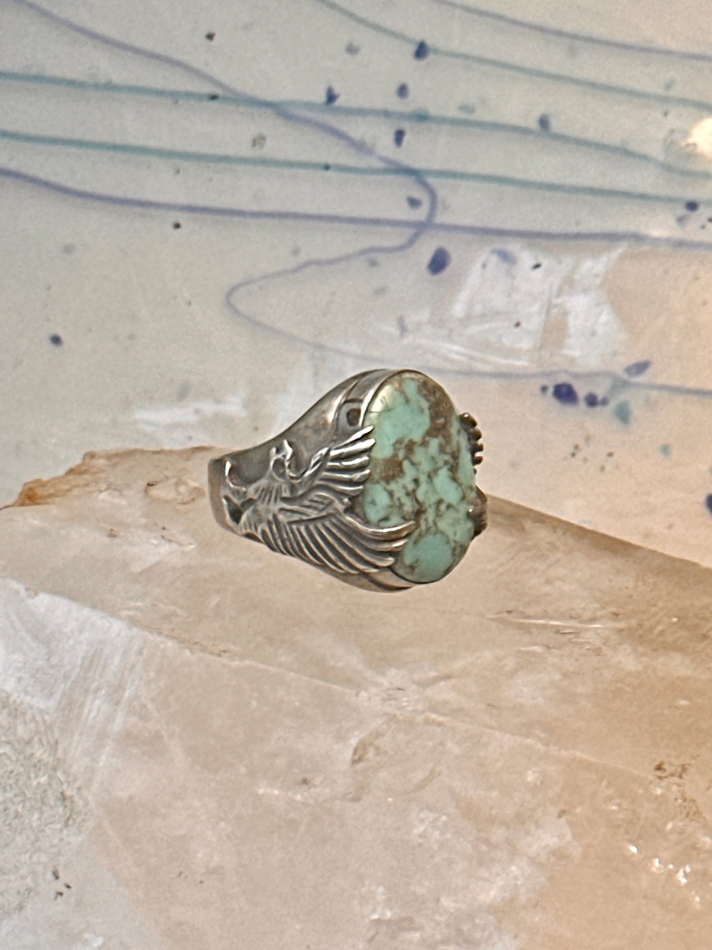 Eagle ring Navajo turquoise size 8.25 Sterling silver women men