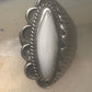 Long agate ring Navajo leaf leaves Size 8.25 sterling silver women