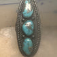 Long turquoise ring Navajo Size 5.5 sterling silver women