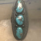 Long turquoise ring Navajo Size 5.5 sterling silver women
