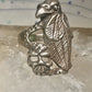 Bird ring Raven skull band size 9 sterling silver women men