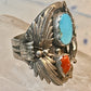 Eagle ring Navajo turquoise coral  size 8 Sterling silver women men