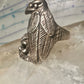Bird ring Raven skull band size 9 sterling silver women men