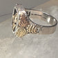 Spoon ring corn band size 7.50 leaves floral sterling silver girls women