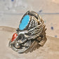 Eagle ring Navajo turquoise coral  size 8 Sterling silver women men