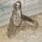 Bird ring Raven skull band size 9 sterling silver women men
