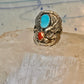 Eagle ring Navajo turquoise coral  size 8 Sterling silver women men
