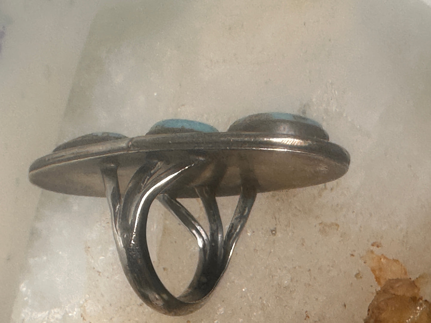Long turquoise ring Navajo Size 5.5 sterling silver women