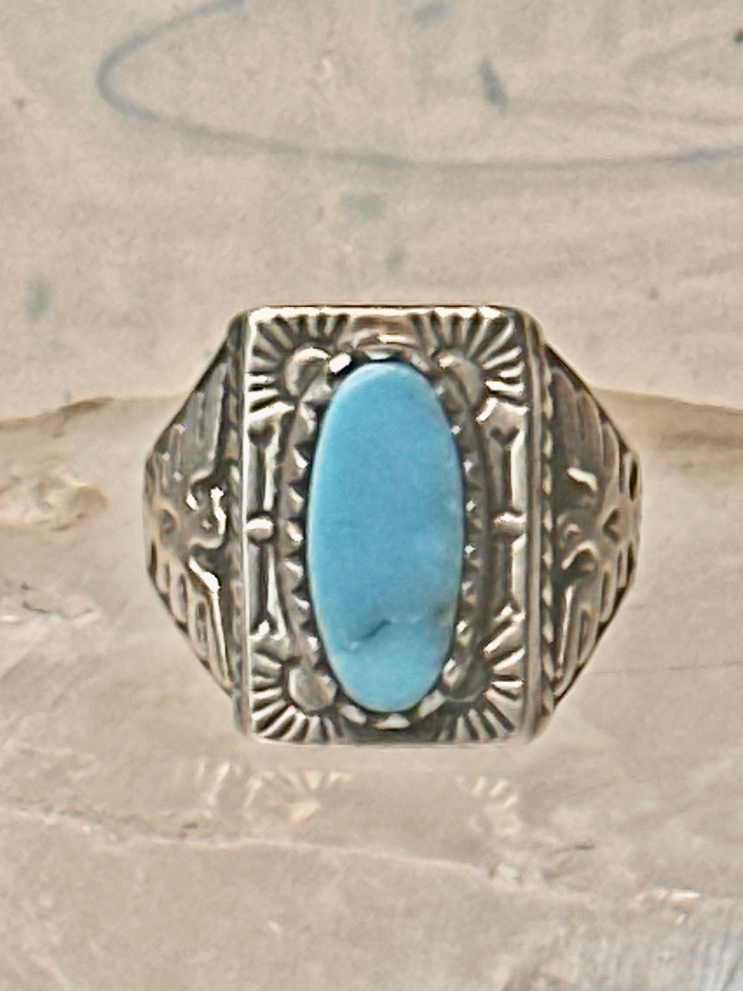 Phoenix ring Navajo turquoise mudman sun size 10 Sterling silver women men