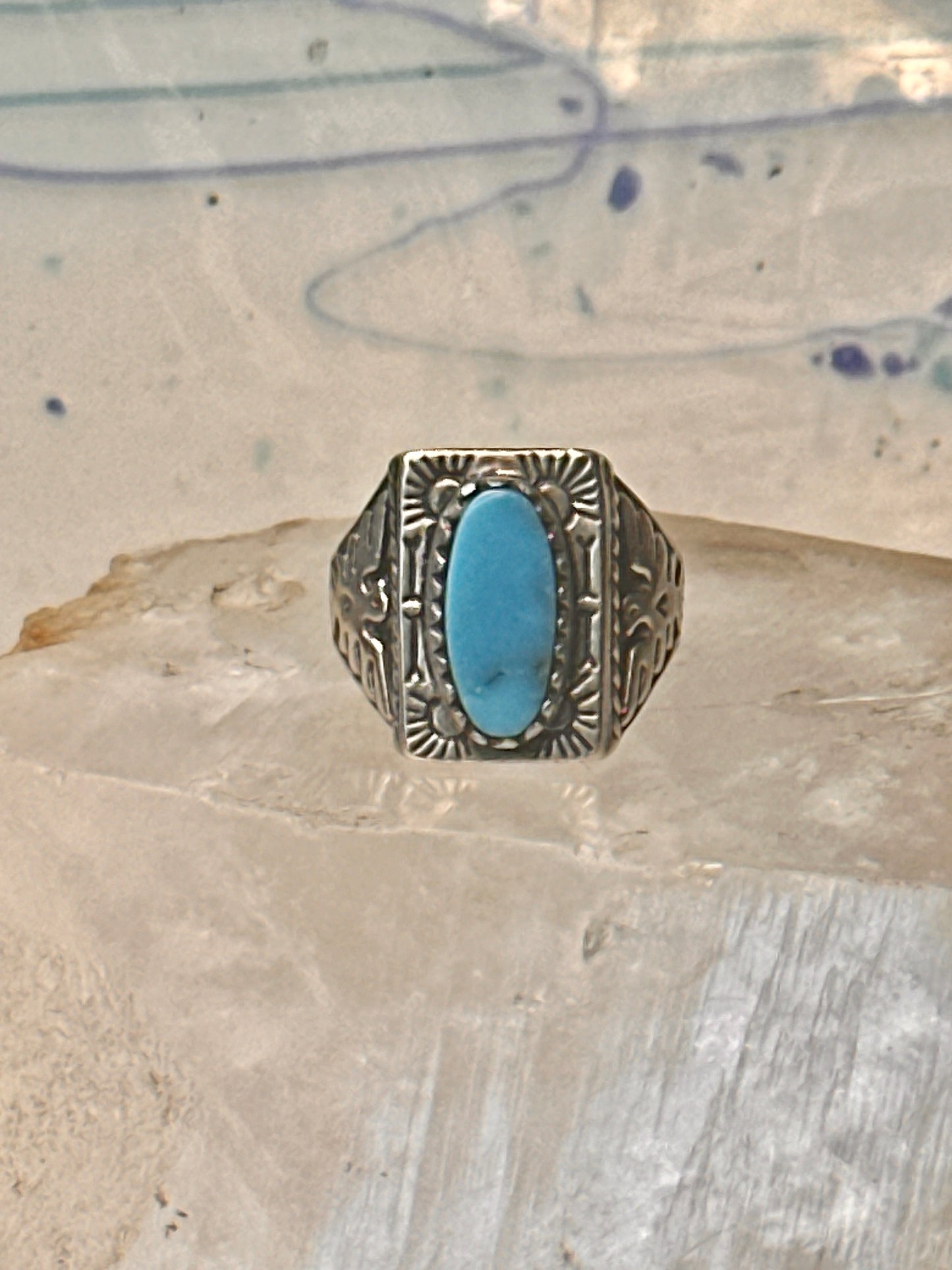 Phoenix ring Navajo turquoise mudman sun size 10 Sterling silver women men