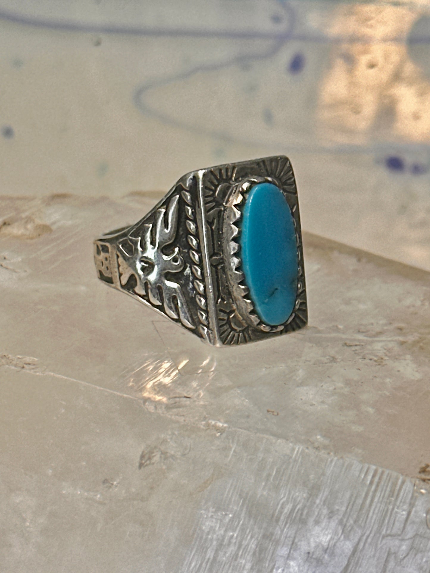 Phoenix ring Navajo turquoise mudman sun size 10 Sterling silver women men