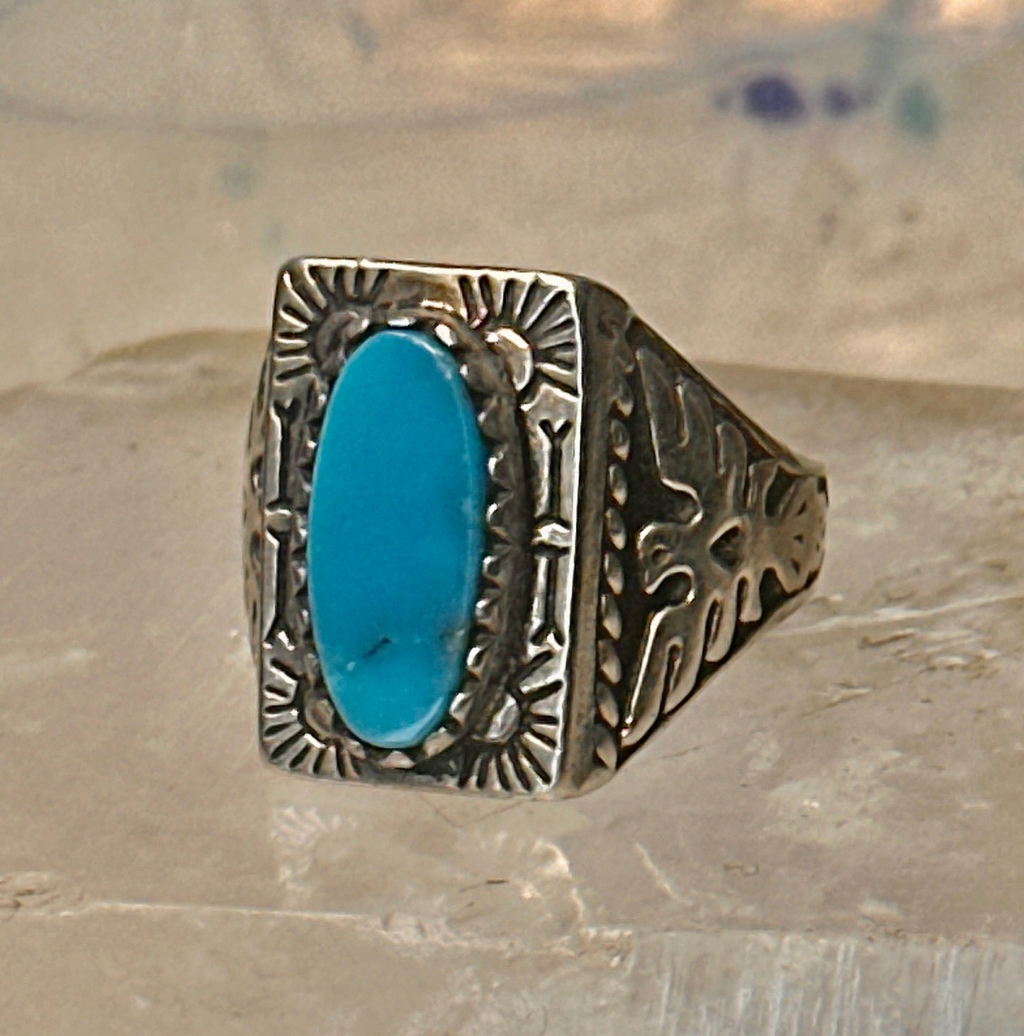 Phoenix ring Navajo turquoise mudman sun size 10 Sterling silver women men