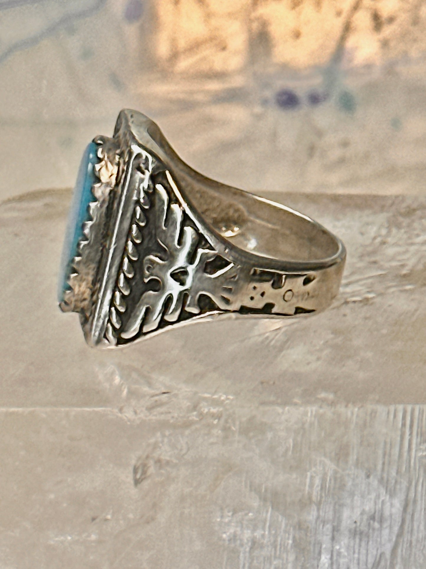 Phoenix ring Navajo turquoise mudman sun size 10 Sterling silver women men