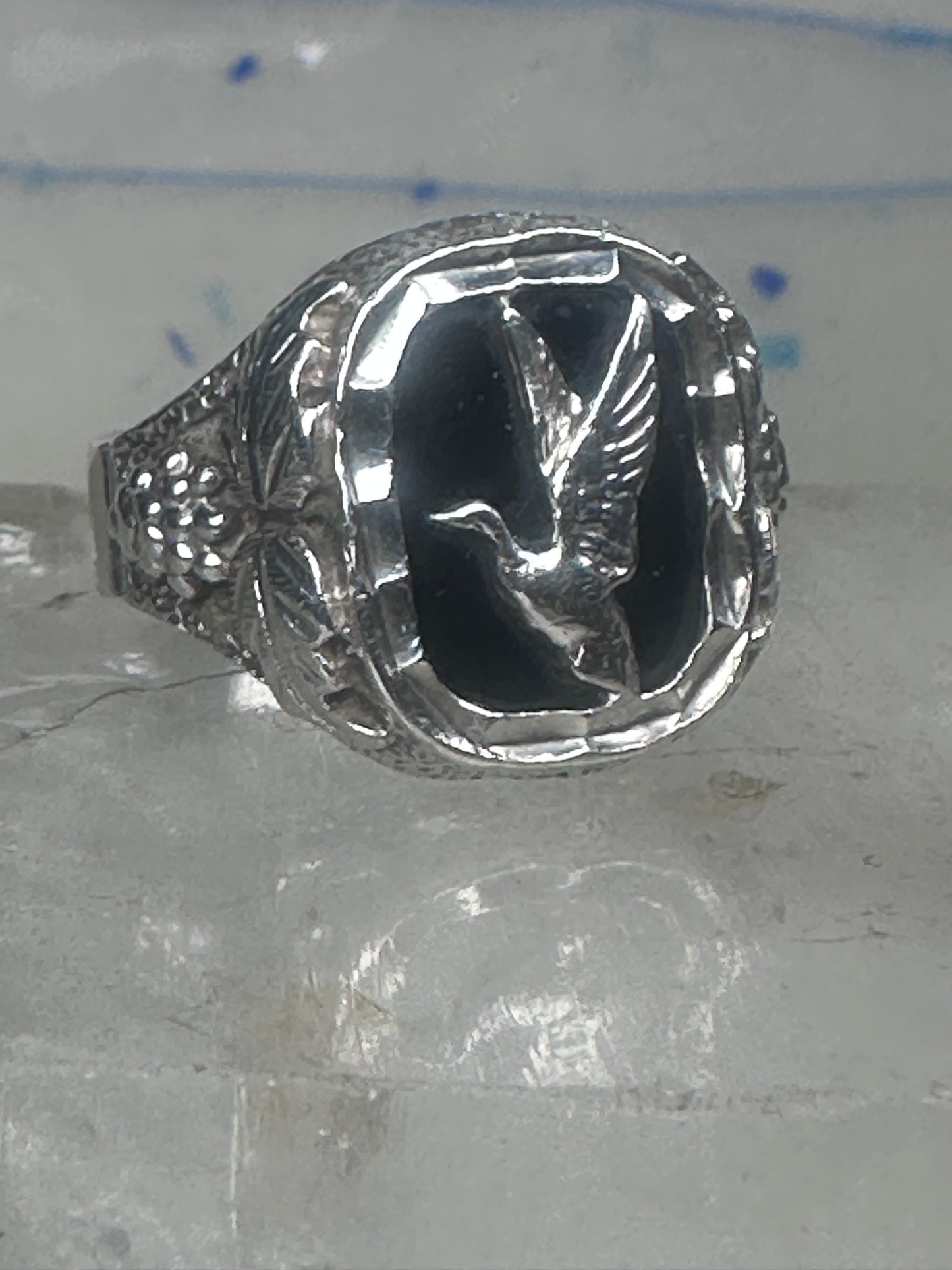 Duck Black Hills Gold ring Onyx size 10.75 sterling silver women men