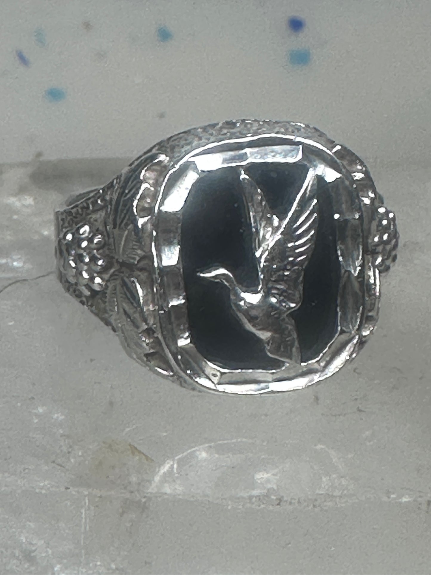 Duck Black Hills Gold ring Onyx size 10.75 sterling silver women men