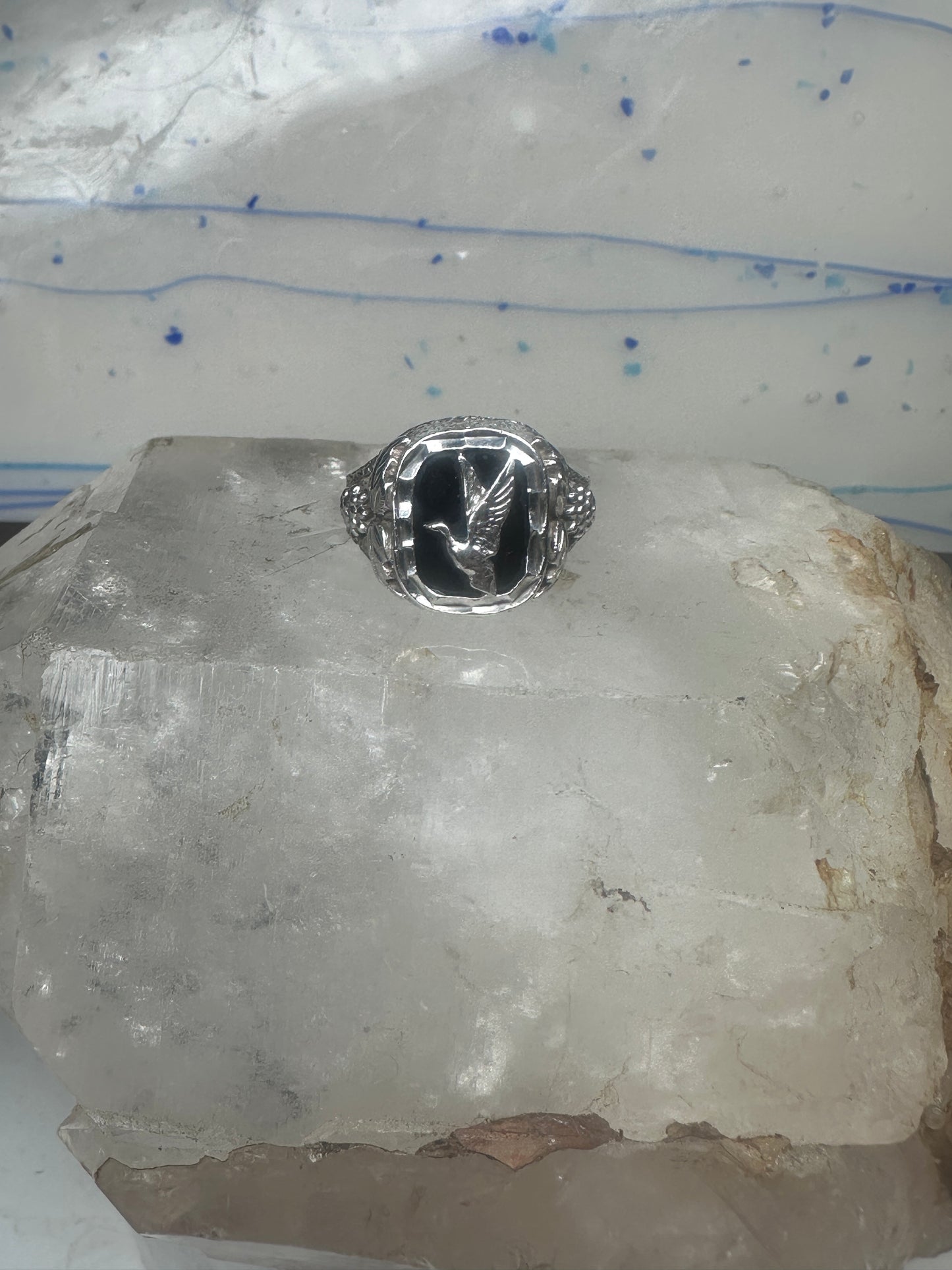 Duck Black Hills Gold ring Onyx size 10.75 sterling silver women men