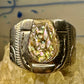 Horseshoe ring Good Luck band Abalone size 9.25 sterling silver women men