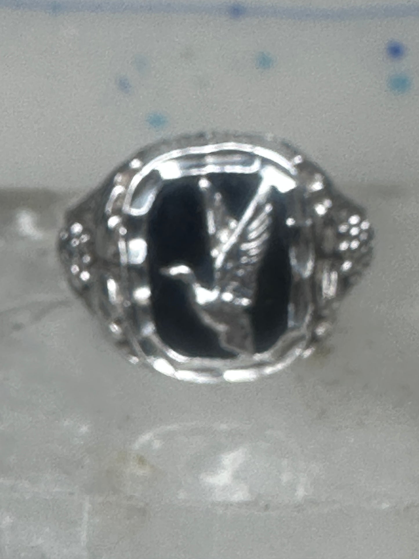 Duck Black Hills Gold ring Onyx size 10.75 sterling silver women men