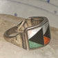 Zuni ring turquoise mop coral band turquoise size 5 sterling silver women girls