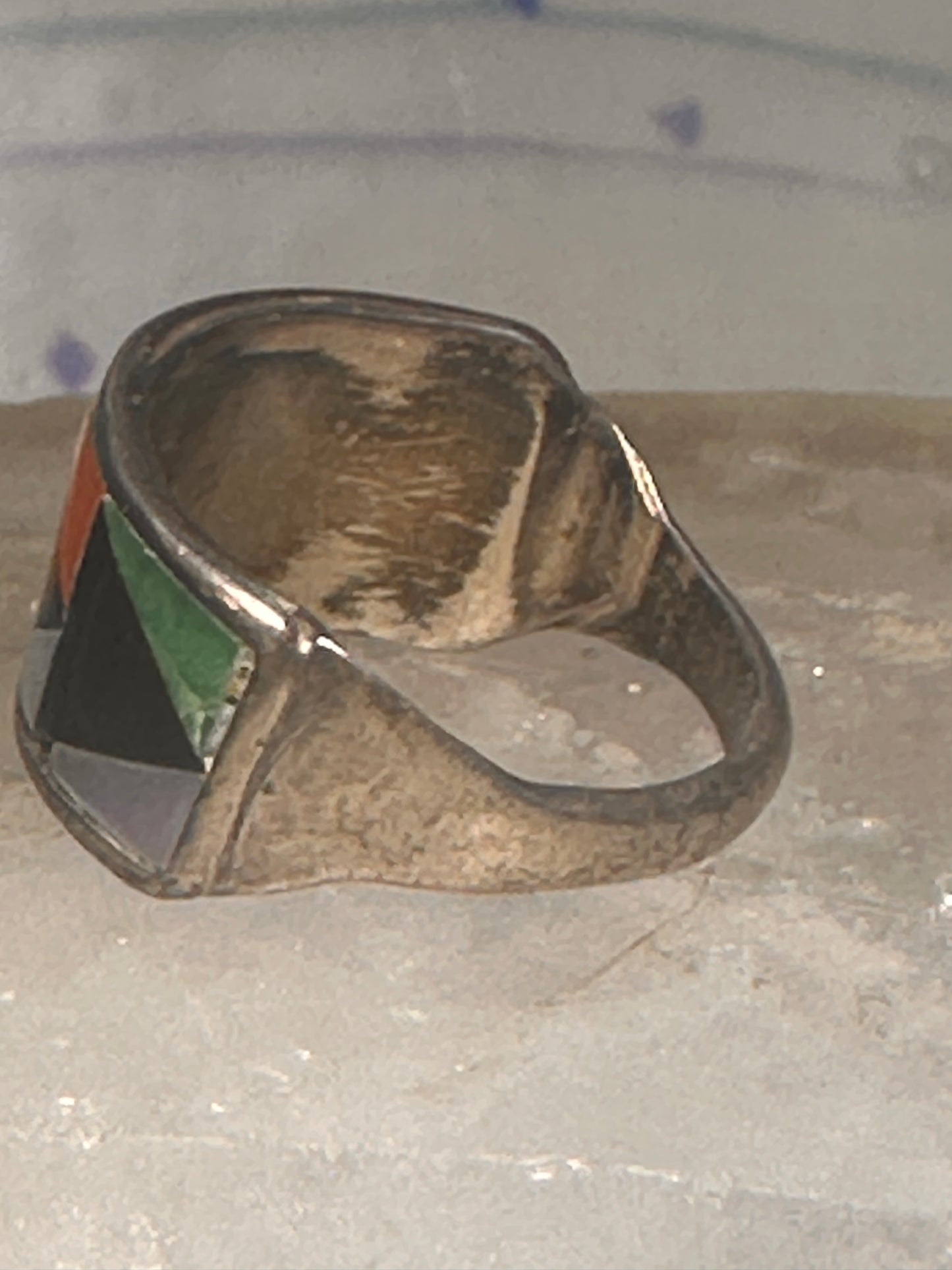 Zuni ring turquoise mop coral band turquoise size 5 sterling silver women girls