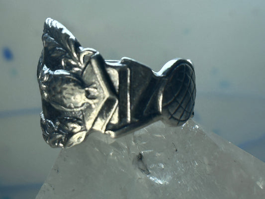 Owl spoon ring size 7.25 graduation band graduate books globe  sterling silver girls women