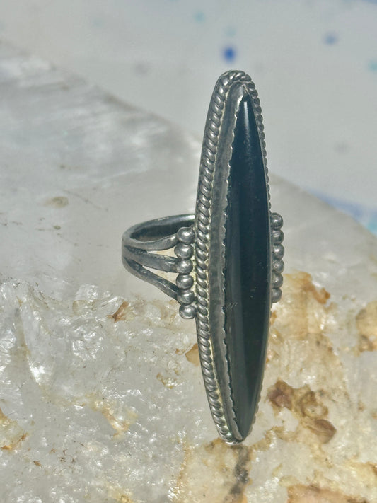 Long Onyx Ring southwest size 4.75 sterling silver women