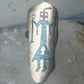 Long Kachina ring Navajo 6.75 turquoise coral chip shield sterling silver women