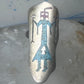 Long Kachina ring Navajo 6.75 turquoise coral chip shield sterling silver women