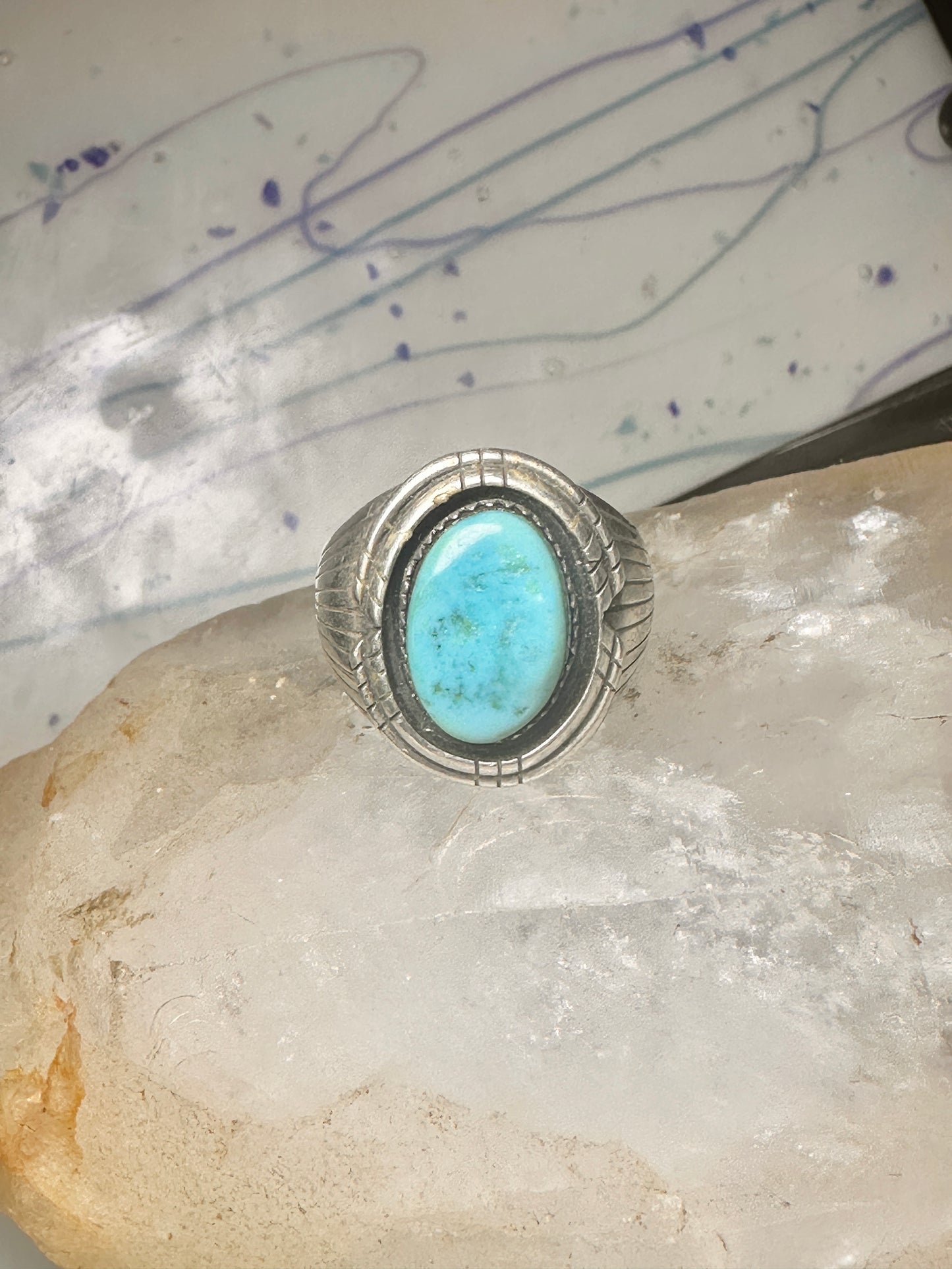 Navajo ring turquoise size 12.75 sterling silver women men