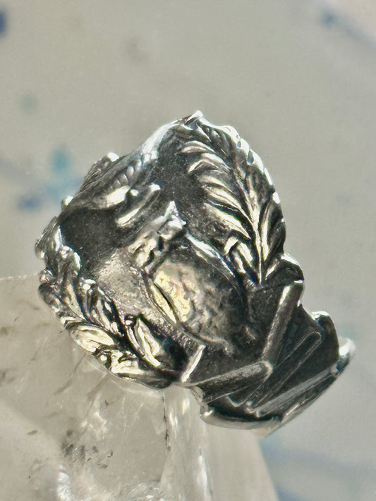 Owl spoon ring size 7.25 graduation band graduate books globe  sterling silver girls women