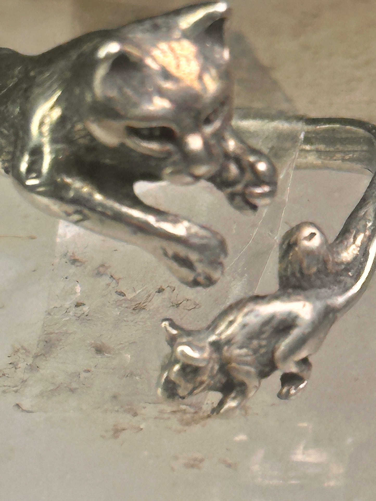 Cat and Mouse ring cat band size 8 sterling silver women girls