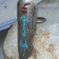 Long Kachina ring Navajo 6.75 turquoise coral chip shield sterling silver women