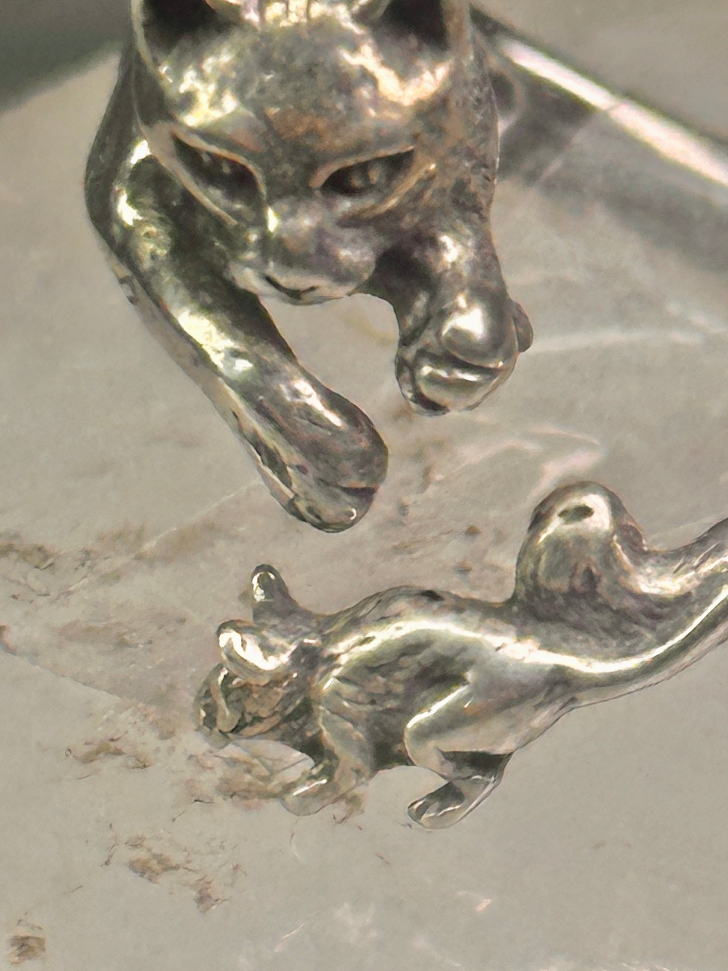 Cat and Mouse ring cat band size 8 sterling silver women girls