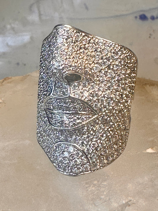 Sonia Bitton ring Face band CZ size 4.50 pinky Sterling silver women