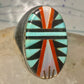 Zuni ring turquoise coral MOP onyx size 9.75 sterling silver women men