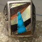 Phoenix ring Navajo band turquoise onyx coral MOP  size 9 sterling silver women men