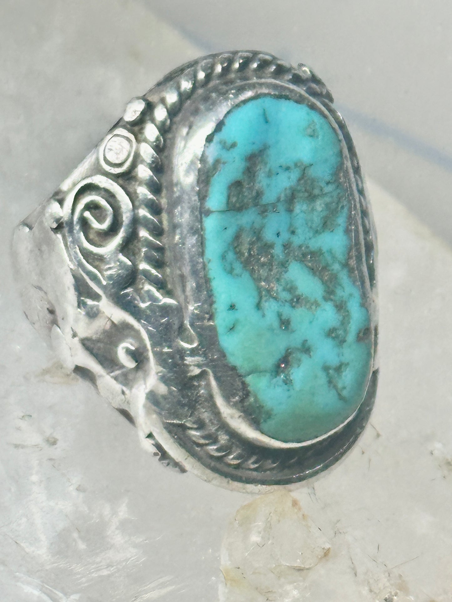 Navajo Ring turquoise size 8.25 floral sterling silver women men
