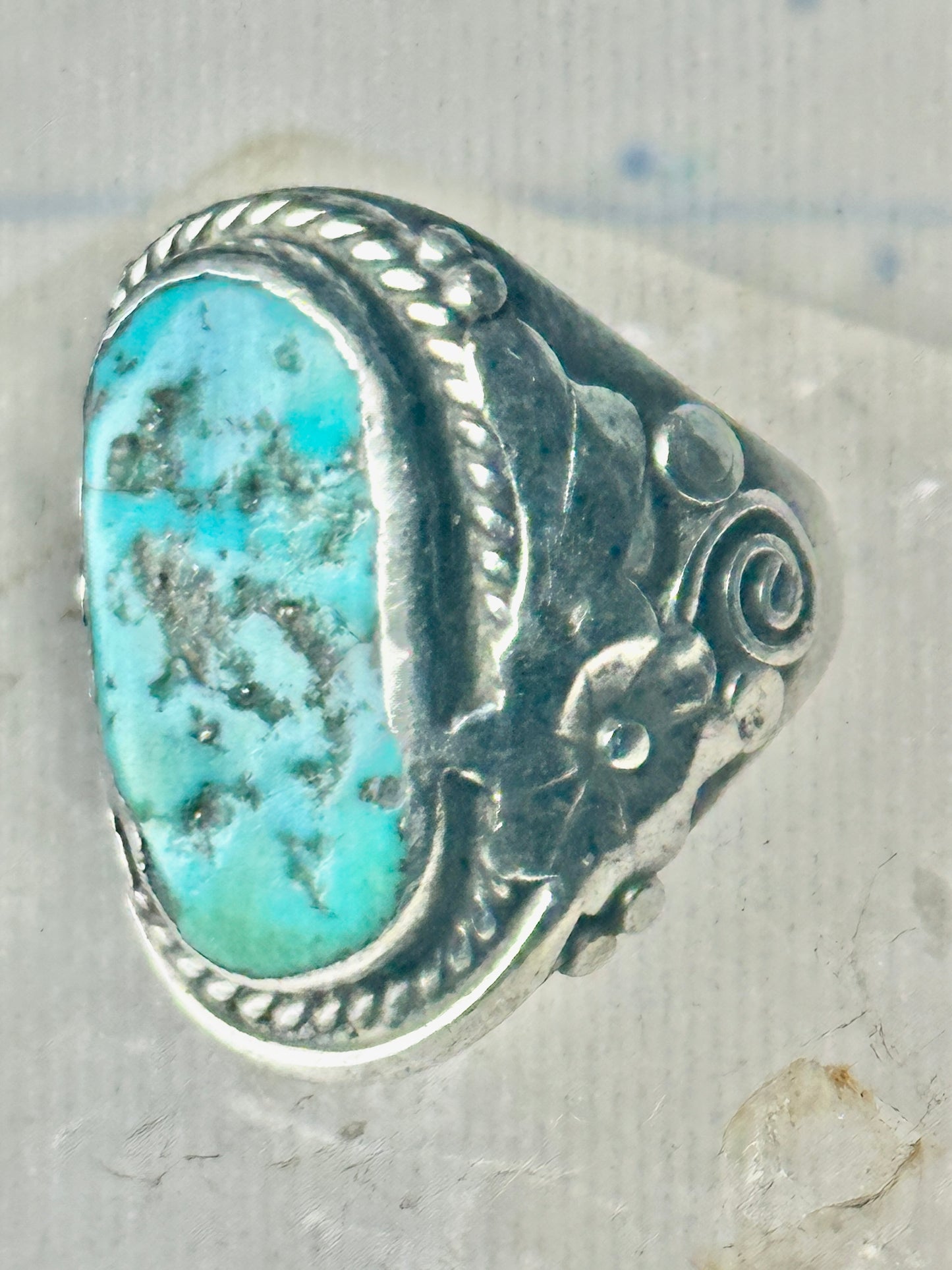 Navajo Ring turquoise size 8.25 floral sterling silver women men