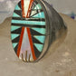 Zuni ring turquoise coral MOP onyx size 9.75 sterling silver women men