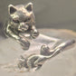Cat and Mouse ring cat band size 8 sterling silver women girls
