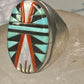 Zuni ring turquoise coral MOP onyx size 9.75 sterling silver women men